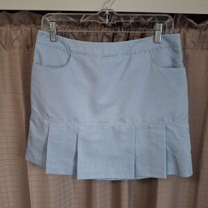 Adidas Skort Lt Blue with Stripes Pockets Pleated Side Zipper Size 4